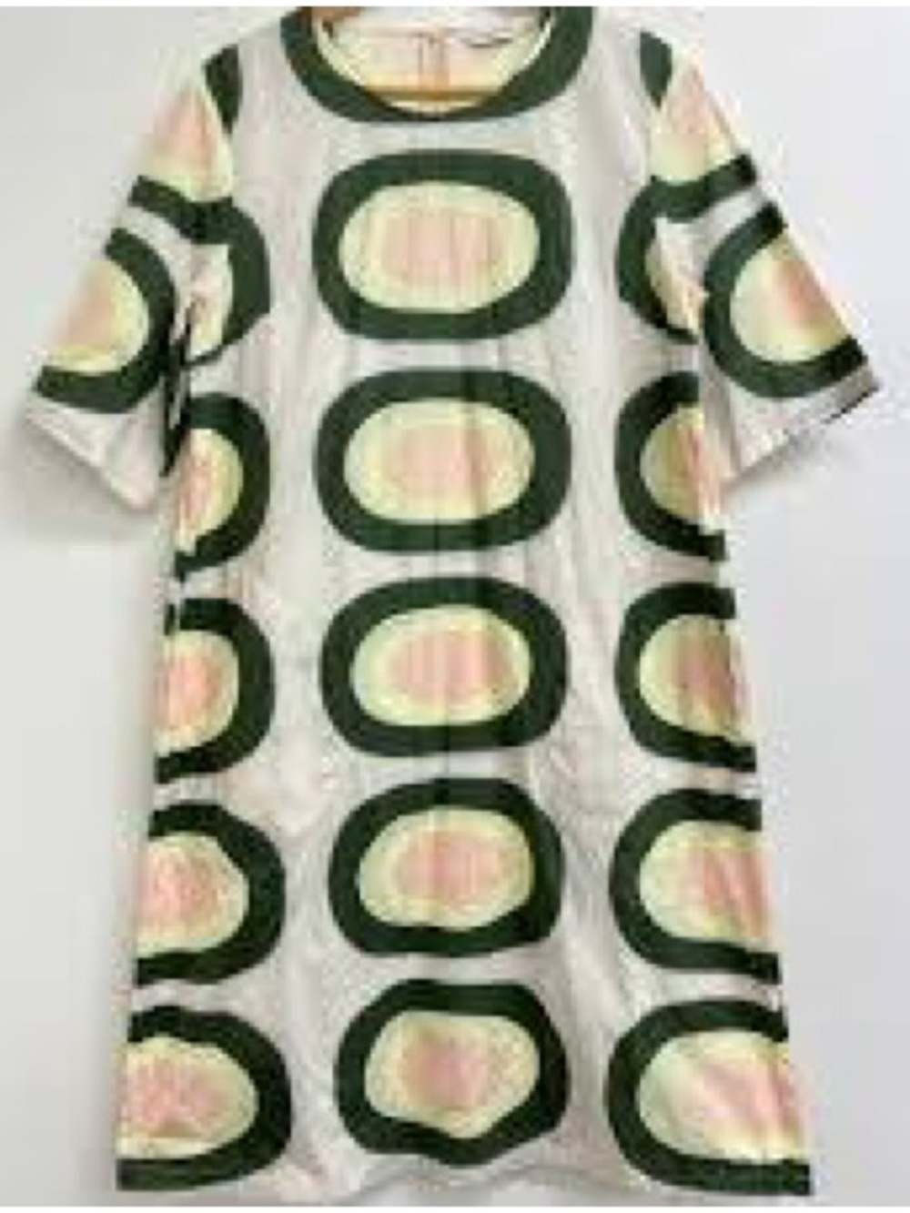 Marimekko Cream Midi Dress with Green Circle Motif - Picture 2 of 8